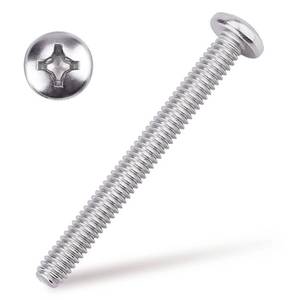 lot 4280 image: #4-40 x 2 Pan Head Machine Screw, Phillips Drive, 304 Stainless Steel 18-8, Bright Finish, Fully Machine Thread, 100 Pcs