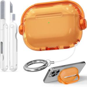 lot 4284 image: Wowwat for Airpods Pro 3 Case,Safety Lock Cases for Apple Airpod Pro 3 (2025) with Cleaner Kit, Drop Protection Air pods Pro3 Case Cover for Men for Women with Keychain,Clear Orange