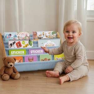 lot 6005 image: ZICOTO Decorative Wooden Bookshelf for Kids Rooms - Keeps Plenty of Books Neatly Organized & Within Reach for Toddlers - Easy Install Montessori Book Shelf for Babys Bedroom or Playroom Decor
