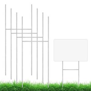 lot 6006 image: GUGEMEI 4 Pack Yard Sign Stakes Metal, 17X8 INCH Heavy Duty Yard Sign Stands, H Frame Stakes for Yard Signs for 456 mm Corrugated Plastic Sign, Estate Garage Sales, Lawn Sign, Easter Outdoor Decor