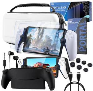 lot 6014 image: Accessories Bundle designed for playstation Portal Case and Screen Protector Headphones Grip Case charge cable thumb grip and more enabling enhanced remote game play White Gift box Edition