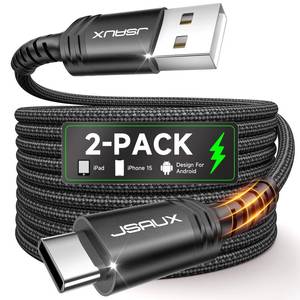 lot 6354 image: JSAUX USB C Cable 2-Pack 6.6ft, USB A to USB Cord Fast Charging for iPhone Air, iPhone 17, iPhone 17 Pro, iPhone 17 Pro Max, iPhone 16iPhone 15 Series, Samsung S20 S10, Note 20 10,Car Play - Black