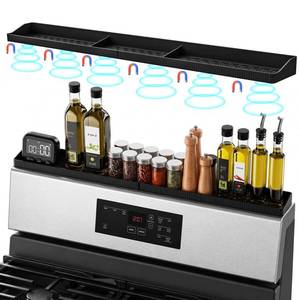 lot 6375 image: Foeacry 30 Inch Magnetic Stove Top Shelf - Heat Resistant Silicone Over Stove Spice Rack Organizer for Kitchen, No Drill, Easy Clean, Fits Gas & Electric Stoves