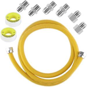 lot 6381 image: A72 Dryer Gas Line HoseFlexible Gas Line Kit with Connector12FIP 34FIP 38FIP,58 OD Gas Range Connector Kit for Gas Stove,Dryer,Water Heater-by MIFLUS