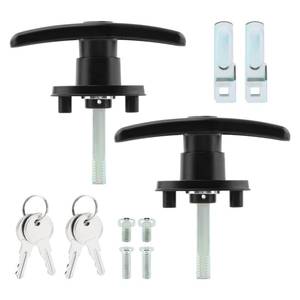 lot 6385 image: Truck Cap Locking T-Handle,Truck Cap Topper Camper Shell Locking T-Handle, Keyed Alike Black T-Handle Lock kit (Left&Right)