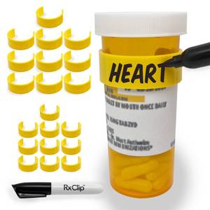 lot 6397 image: RxClip 20 Pack Medicine Bottle Label Clips for Easy Medication Identification - 20ct Multipack with Marker