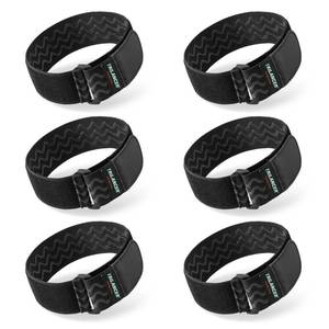 lot 6399 image: Trilancer Elastic Cinch Straps with Anti-Slip Strips, 14 x 2 (6 Pack) Multipurpose Hook and Loop Bundling Straps for Hose, Cords, Bike, Luggage, Camping, Yoga Mats