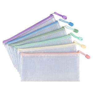 lot 6403 image: Tamaki 6 Pack Mesh Pencil Pouch Waterproof Bags Plastic Zipper Pouch A6 Size for Classroom Organization School Office Supplies (Macaroon, A6)