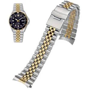 lot 6404 image: Danxancy Stainless Steel Watch Band Curved Ends Tapered 18mm 19mm 20mm 21mm 22mm 24mmFlexible Metal Watch Strap Smartwatch Bracelet Deployment Double FlipLock Buckle Silver Black Gold
