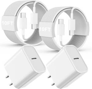 lot 6407 image: iPad Fast Charger,2Pack iPad Pro Charger 10FT Long USBC to C Cable Cord 20W USB C Charger i-Pad Charging Block for iPad 10,i-Pad Mini 67,iPad AiriPad Pro 1312.911inch 2020202120222024