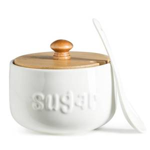 lot 6408 image: LYEOBOH Sugar Bowl with Lid and Spoon,17 OZ Sugar Jar, Ceramic Jar with Lid, Sugar Container for Coffee Bar, Sugar Bowls for Countertop, Azucarera for Farmhouse Home and Kitchen Accessories, White
