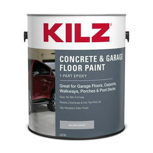 lot 6420 image: KILZ 1-Part Epoxy Concrete and Garage Floor Paint  InteriorExterior  Satin  Silver Gray  1 Gallon