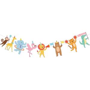 lot 6424 image: Animal Parade Party Banner, Pre-Strung Cute Safari Animal Birthday Party Banner Garland Jungle Theme Hanging Zoo Carnival Decorations for Girls Boys Baby Shower