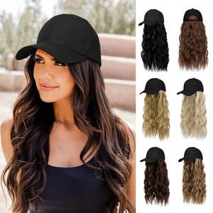 lot 6425 image: Lansigreen Hat Wig for Women Baseball Cap with Hair Extensions Adjustable Hat Attached 24 Long Wavy Hairpieces Synthetic Wig Ginger Brown Mix Bleach Blonde