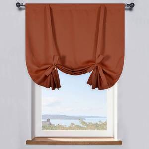 lot 6430 image: DONREN Burnt Orange Blackout Room Darkening Short Curtain Tie Up Shade Blackout Rod Pocket Curtain for Bedroom Window Halloween Decor (34 inches W x 45 inches L)