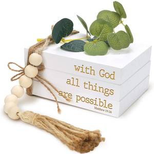 lot 6436 image: Mini Decorative Coffee Table Books - Set of 3 Faux Books for Decoration, Living Room, Entryway, Bookshelf, Inspirational Christian Gifts