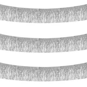 lot 6440 image: BEISHIDA 3 Packs 30 Feet Metallic Foil Fringe Garland Tinsel Streamers��Shiny Silver Wall Hanging Tinsel Fringe Banners for Wedding Birthday Party Decoration Halloween Christmas New Year