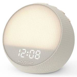 lot 6454 image: HOUSBAY MINI Sunrise Alarm Clock with Sound Machine, Rhythm Wake-Up Light, White Noise for Sleeping, Compact Phone-Free Bedrooms Clock, Putty