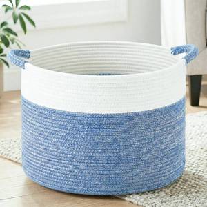 lot 6456 image: Artfeel 70L Large Cotton Rope Basket, Decorative Woven Blanket Storage for Living Room, Boho Toy Storage & Toy Box for Kids, Versatile Laundry Basket & Nursery Hamper for Blankets(DenimBlue)