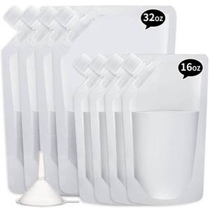 lot 6480 image: OHJJCCHO Plastic Flasks for Liquor Hidden,Drink Pouches for Adults Alcohol,Rum Runners for Cruise Leak Proof set,Reusable and Concealable Booze Bags for Travel��16OZx4-32OZx4) pack of three bags