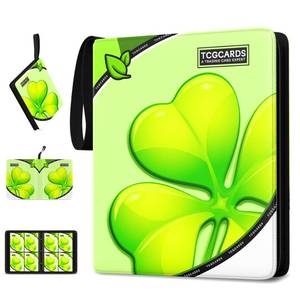 lot 6487 image: Trading Card Binder 4 Pocket,400 Pocket Card Collection Binder with 50 Removable Sleeves,PU Waterproof Top Card Book,3-Ring Zipper Collectible Trading Card Album for MTGTCGCard Holder Gift��(Leaf��