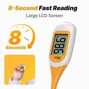 lot 6491 image: FDK 8-Second Dog & Cat Thermometer, Fast Digital Pet Rectal Thermometer with Large Backlight Screen, Fever Alarm Flexible Comfortable Soft Tip, Waterproof Veterinary Supply for Animals °C°F