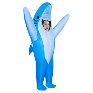 lot 6496 image: Stegosaurus Inflatable Shark Costume Kids, Halloween Shark Inflatable Costumes Funny Blow up Costume for Boys Girls size 6 to 12 years