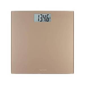 lot 6498 image: Taylor Digital Scale for Body Weight, 400 LB Capacity, Durable Glass Platform 11.8 x 11.8 Inches, Easy Read 3.2 x 1.5 In Display, Offering Daily Use in Homes for Enhance Performance, Champagne used