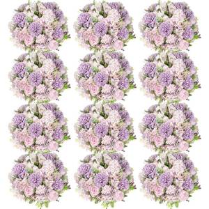 lot 11278 image: Tigeen Artificial Flowers Artificial Peonies Silk Flowers Faux Peony Fake Peony Silk Hydrangea Bouquet for Wedding Table Centerpiece Floral Vase Decor(Light Purple,12 Bundles)