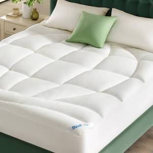 lot 11288 image: BEDLORE Queen Mattress Topper, Thick Tencel Blend Pillow Top Mattress Pad, Soft and Breathable Mattress Cover for Back Pain Relief, Deep Pocket Design Fits 6��18 Inches Mattresses(White)