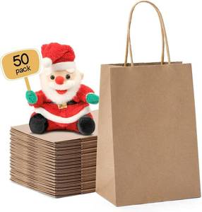 lot 11293 image: METRONIC Paper Gift Bags 5.25x3.75x8 50Pcs, Christmas Gift Wrap Bags with Handles, Brown Kraft Paper Bag for Small Business, Bulk Party Favors Bag for Birthday, Shopping, Retail, Made in USA