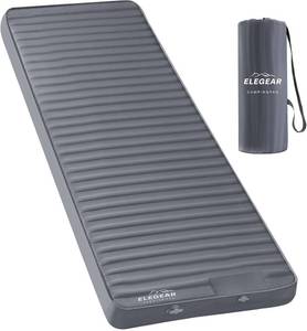 lot 11296 image: Elegear CumbreX Air & Foam Camping Sleeping Pad, HexaFoam Camping Mattress Pad with Built-in Foot Pump Memory Foam Camp Pad 4-Season R-Value 9.5 Camp Sleeping Mat for TravelCarTent, Light Gray