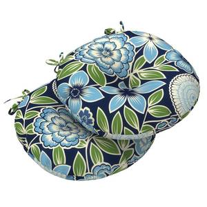 lot 11302 image: LVTXIII Outdoor Seat Cushions All Weather Patio Chair Pads with Ties, Round Bistro Chair Cushions for Patio Garden Furniture Decoration 15x15x4, Set of 2,Azure Botanical Symphony��