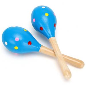 lot 12191 image: 2 Pcs Maracas, 7.9 Inch Hand Percussion Rattles, Wooden Rumba Shaker Hand Musical Instruments with Clear Rhythm for Music Learning (Blue-7.9 Inch)