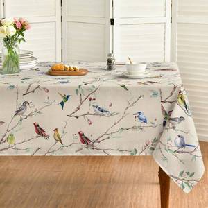 lot 12203 image: Horaldaily Spring Tablecloth Tablecloth 60�120 Inch Rectangular, Birds Branch Beige Floral Washable Seasonal Table Cover for Party Picnic Dinner Decor