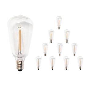 lot 12204 image: CHYParty 10 Pack ST38 Edison Replacement Bulbs, Warm White LED Clear Bulbs, E12 Base, Energy-Efficient, Waterproof, Shatterproof, Dimmable for Outdoor String Lights, Patio, Garden & Wedding D�cor (One Is Damaged)