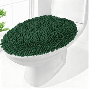 lot 12205 image: BAAHRNOM Chenille Elongated Toilet Seat Cover 19.5x 15 Machine Washable Solid Toilet Lid Cover Adjustable Rubber Backing Fits Only 18-19.5L x 14-16W Elongated Toilet Seat
