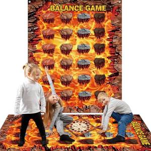 lot 12209 image: Giant Floor Games - Lava Themed Pose Balance Game, Lava Party Game, Indoor Outdoor Interactive Games For Adults - Promotes Physical Activity, Family Board Gameplay Mat for Home Lawn Yard