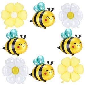 lot 12210 image: Bee Balloons and Daisy Flower Balloons �� 8 Pcs Yellow and Black Bumble bee Foil balloons for Baby Shower, Bee Themed Birthday Party Decorations