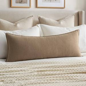 lot 12213 image: MIULEE Decorative Long Lumbar Throw Pillow Cover for Bed 14x36 Khaki Boho Farmhouse Neutral Couch Pillowcase Pack of 1 Accent Modern Sofa Cushion Livingroom Home Decor (Covers Only)