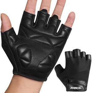 lot 12215 image: ATERCEL Premium Leather Workout Gloves for Men and Women, Suitable for Weightlifting, Gym, Cycling (Black, Large)