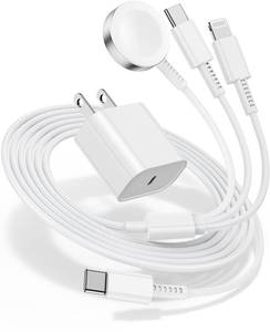 lot 12216 image: for Apple Watch Charger Fast Charging,3 in 1 Multi Chargers Cable with 20W USB C Charger, iWatch Charger Cord 6FT for iWatch Series Ultra 32SE 31110987654iPhone17 15 16 Pro Max14131211 (Small Damage)