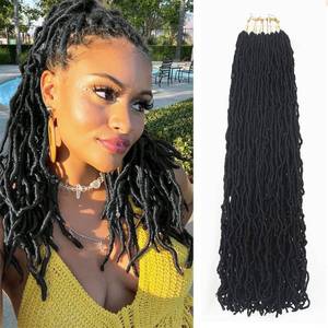 lot 12222 image: 7 Pcs Faux Locs Crochet Hair 16 Inch Soft Locs Crochet Hair Goddess Locs Hair Extensions 1B#