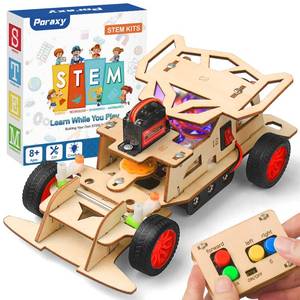 lot 12230 image: Poraxy STEM Kits for Kids 8-10, STEM Toys for Boys Ages 8-13, Remote Control Car, Wooden 3D Puzzles Science Kits 8-12 Projects Building Model, Birthday Gifts for 9 11 14 Year Old Teen Boys Girls