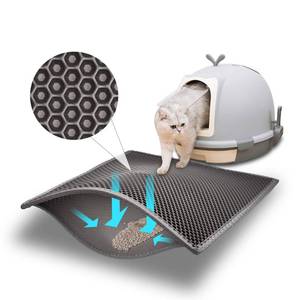 lot 12243 image: Pieviev Cat Litter Mat Double Layer Waterproof Urine Proof Trapping Mat 1 Pack (Gray, 24x15 Inch (Pack of 1))