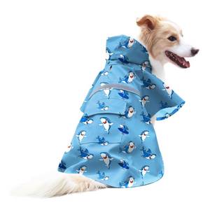 lot 12248 image: NACOCO Large Dog Raincoat Adjustable - Pet Shark Water Proof Clothes Lightweight Rain Jacket Poncho Hoodies with Strip Reflective Blue (XL, Blue Shark)