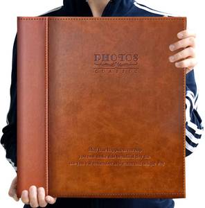 lot 12250 image: Zoview Magnetic Self-Stick Photo Album, Family Album, Leather Cover, Hand Made DIY Albums Holds 3x5, 4x6, 5x7, 6x8,8x10 Photos (Brown, Large)