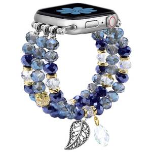 lot 12257 image: Newlibery Bracelet Beaded Bands for Women Compatible with Apple Watch 38mm 40mm 41mm 42mm(S1110) Fashion Handmade Boho Elastic Stretch Crystal Strap for iWatch Series 1110987654321SE