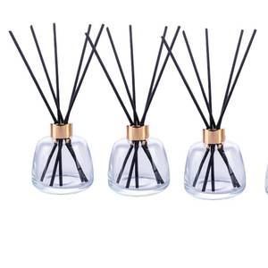 lot 12266 image: Empty Reed Diffuser Bottle and Black Reed Diffuser Sticks Refill Set for Bathroom Hotel Home Decoration (3, Transparent, 100ml) (Missing One) (Missing Sticks)