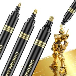 lot 12274 image: San Jeirie 3Pcs Gold Liquid Mirror Chrome Markers, Permanent Reflective Metallic Gold Paint Pen, High Gloss Car DIY Model Painting, Touch Up Repair Kit for Plastic Metal Glass Fabric Ceremic Resins (Silver)
